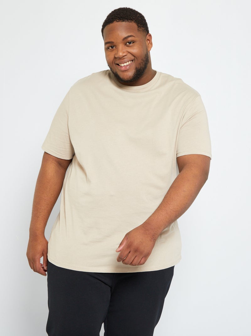Camiseta de algodón puro beige - Kiabi