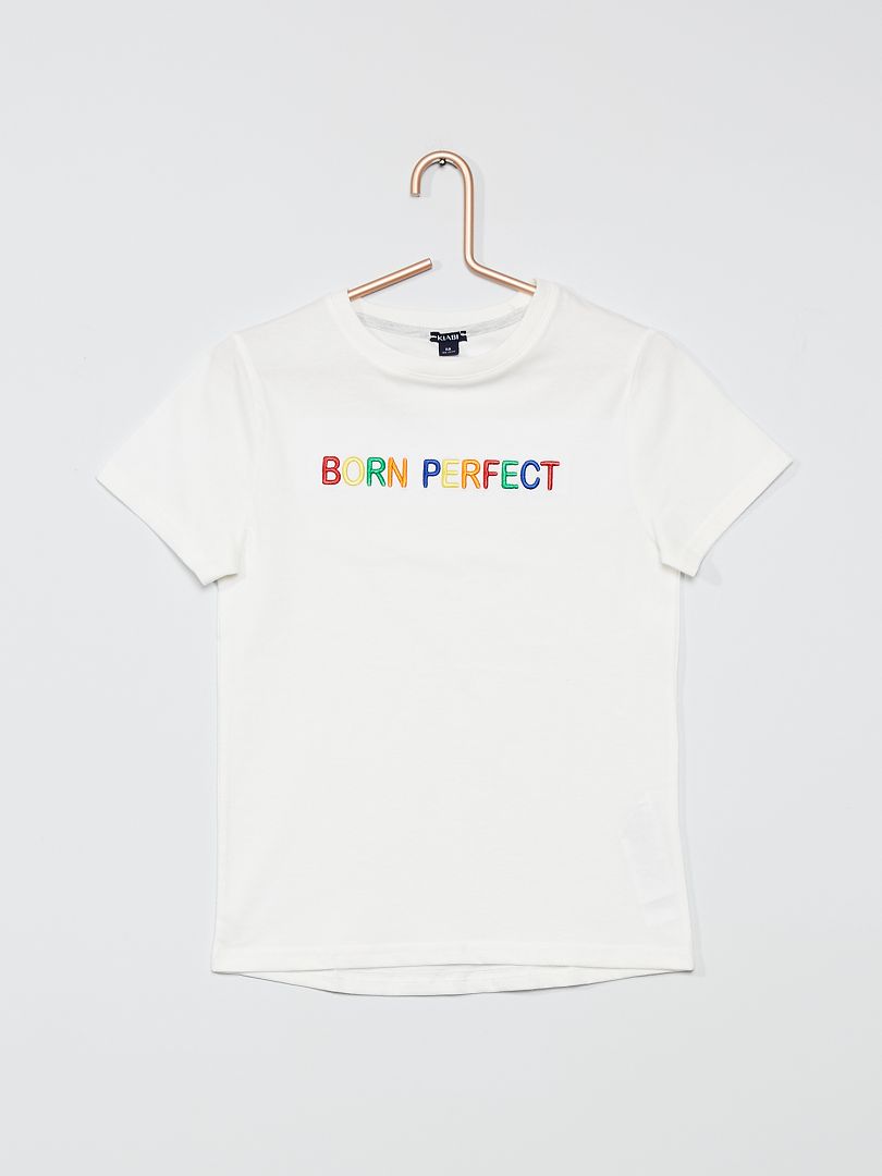 Camiseta de algodón puro blanco nieve - Kiabi