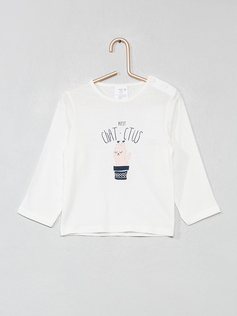 Camiseta de algodón puro con mensaje AMARILLO - Kiabi