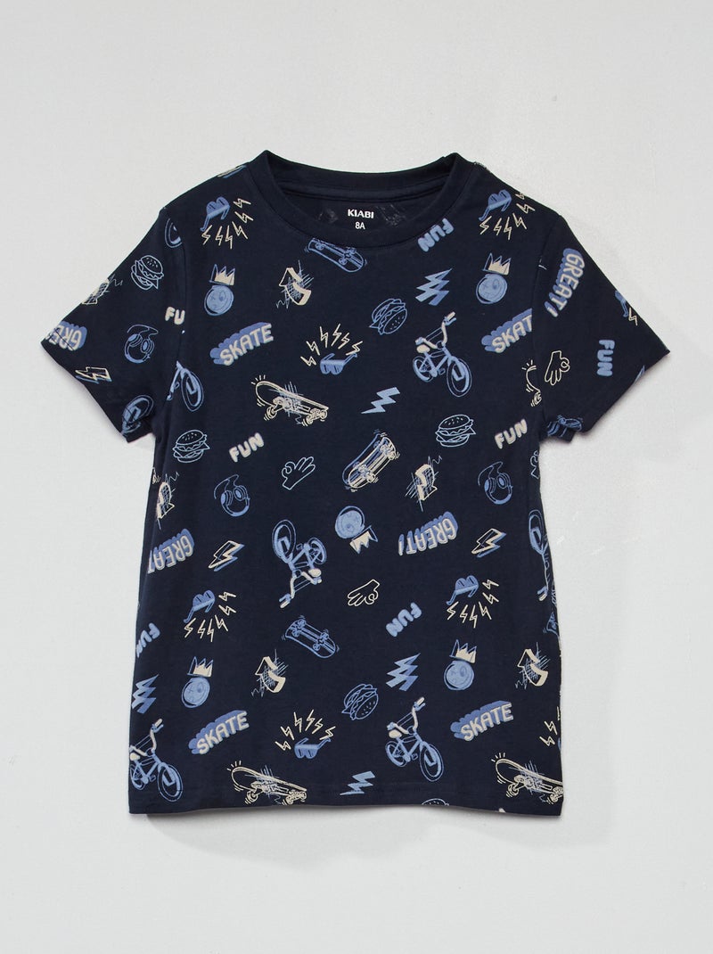 Camiseta de algodón puro con motivo AZUL - Kiabi