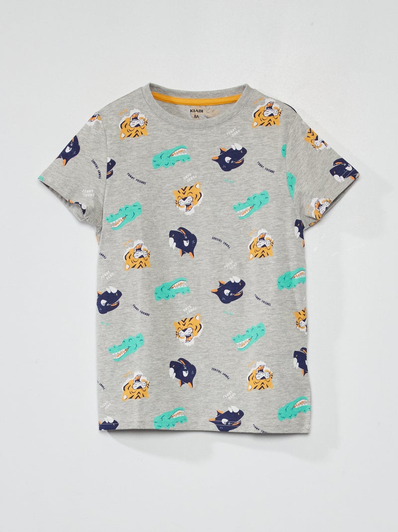 Camiseta de algodón puro con motivo GRIS - Kiabi