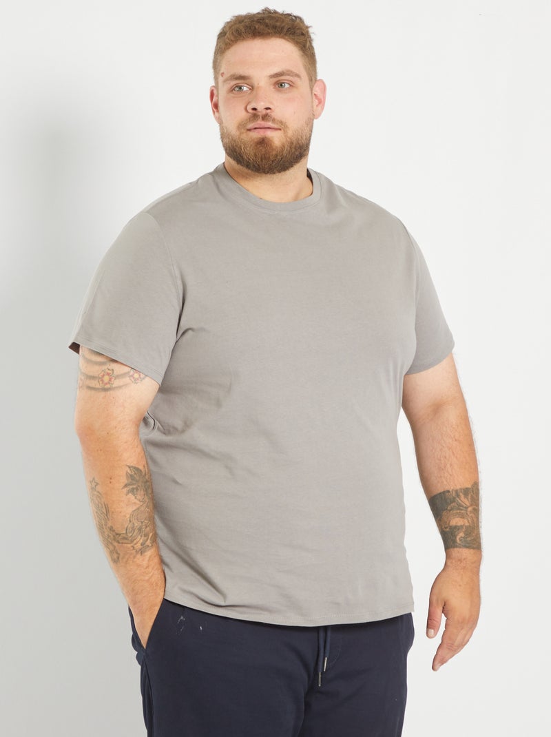 Camiseta de algodón puro gris ratón - Kiabi