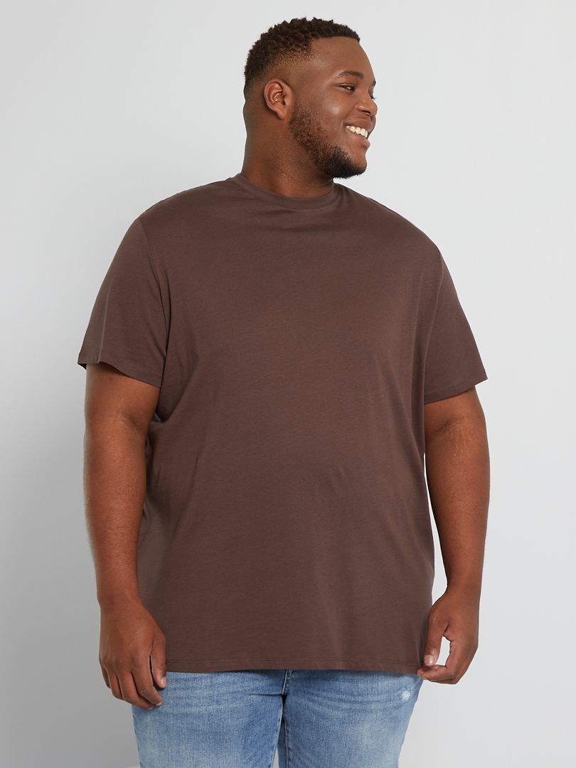 Camiseta de algodón puro marrón oscuro - Kiabi