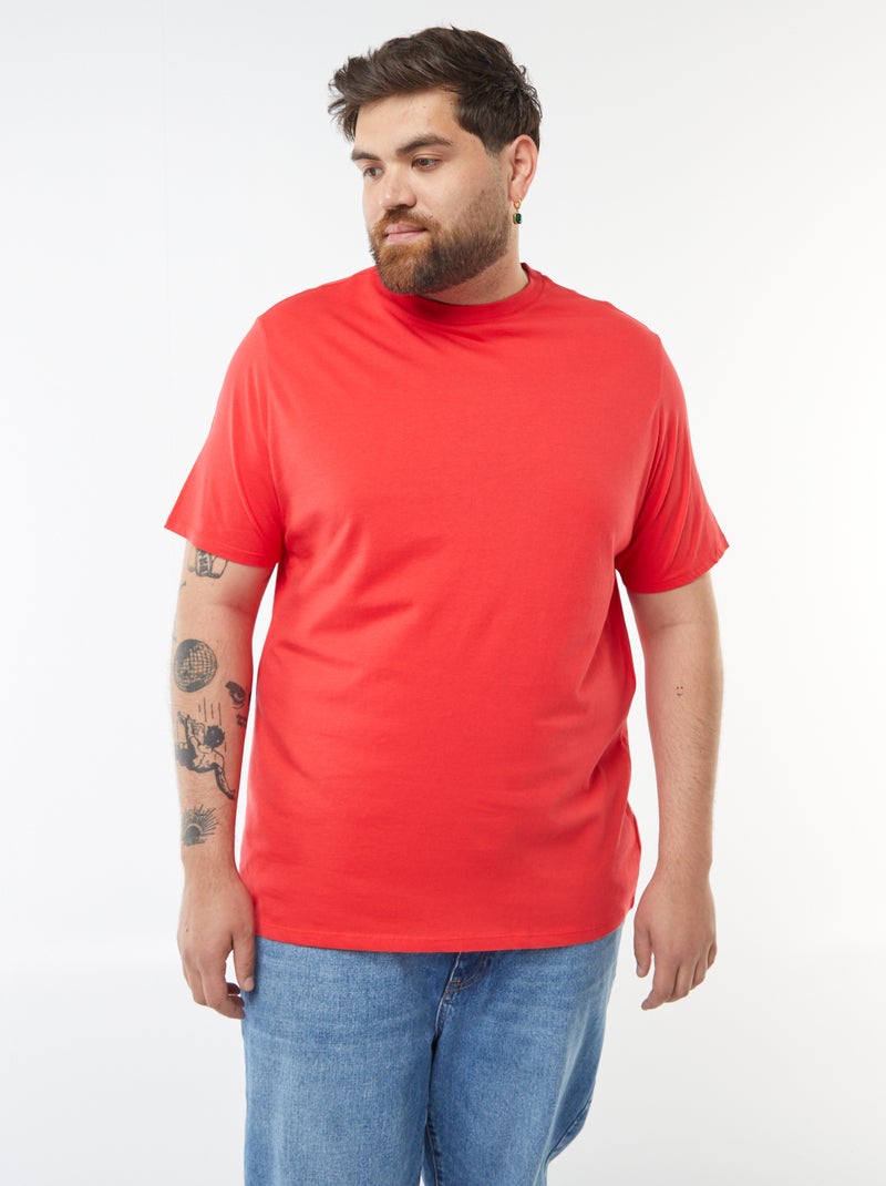 Camiseta de algodón puro Rojo - Kiabi