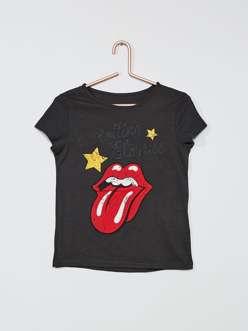 Camiseta de algodón puro 'Rolling Stones' gris oscuro - Kiabi