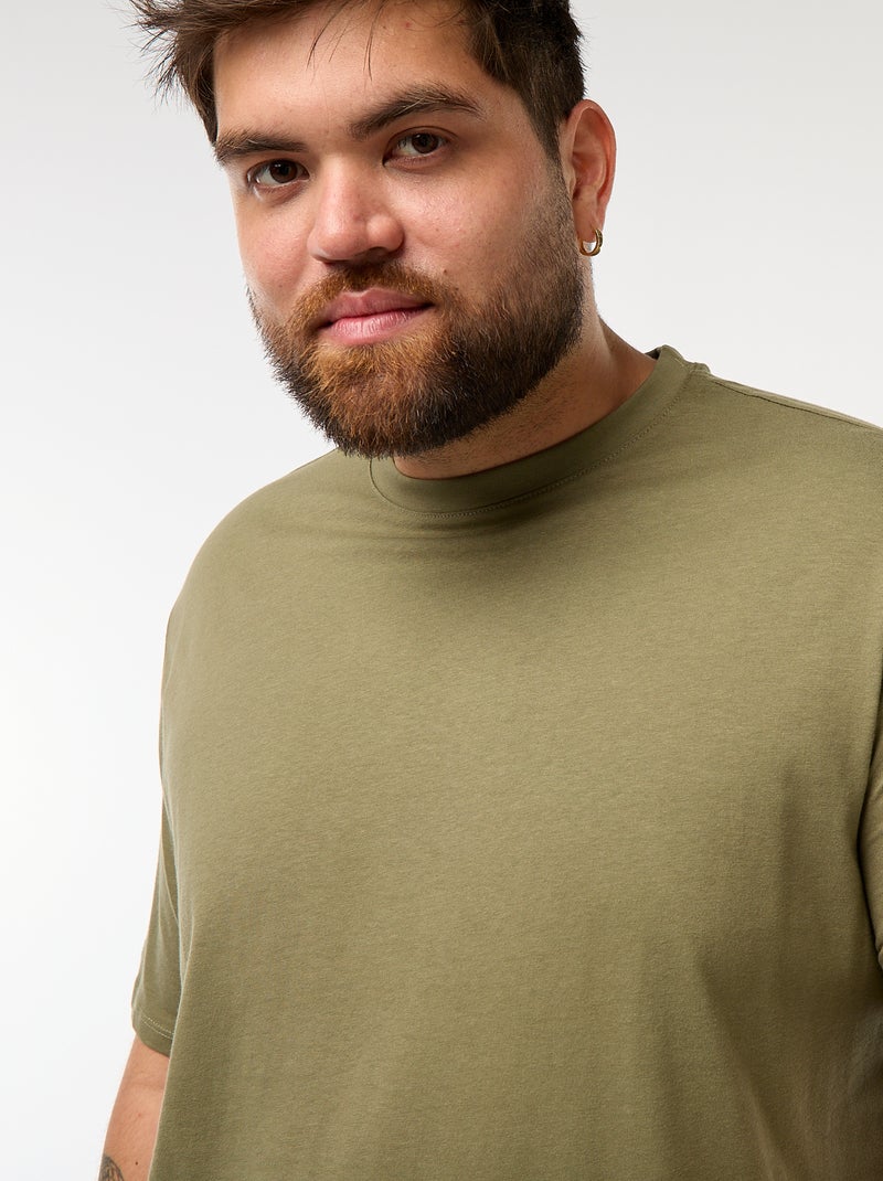 Camiseta de algodón puro verde liquen - Kiabi