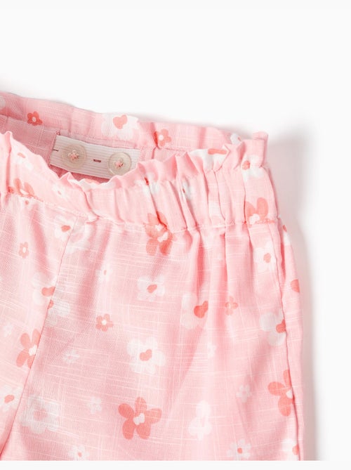 Camiseta de algodón + shorts con estampado floral - Kiabi Camiseta de algodón + shorts con estampado floral - Kiabi