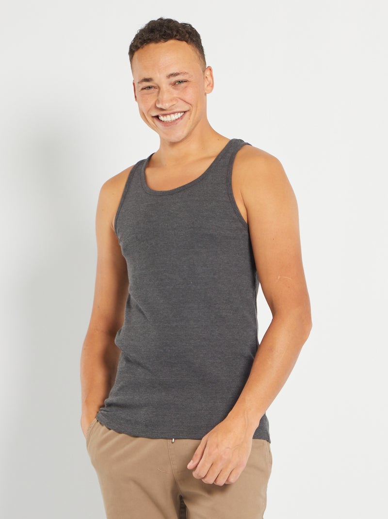 Camiseta de algodón sin mangas GRIS - Kiabi