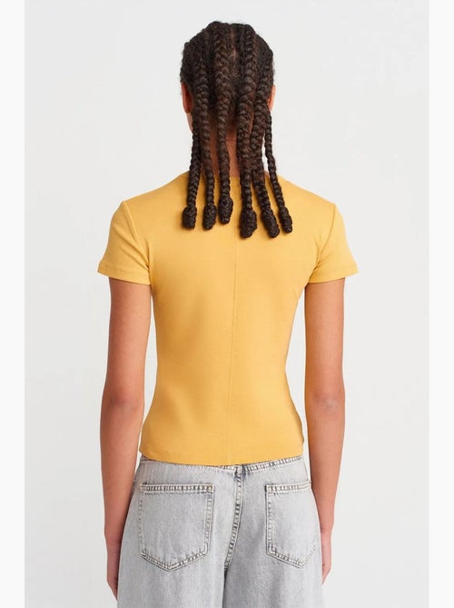 Camiseta de algodón slim fit con cuello de pico dilvin - Kiabi