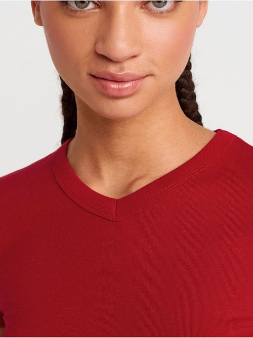 Camiseta de algodón slim fit con cuello de pico dilvin - Kiabi