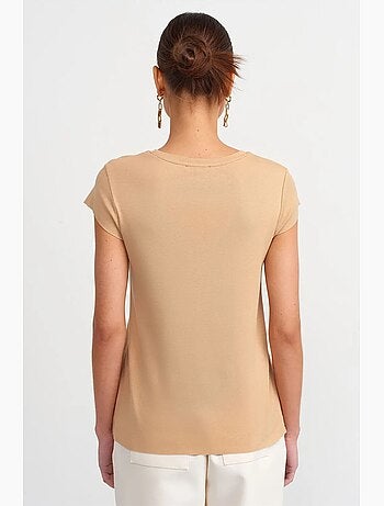 Camiseta de algodón slim fit con cuello redondo dilvin