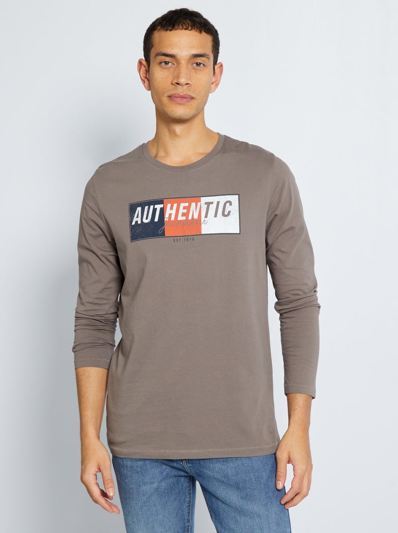 Camiseta de algodón topo - Kiabi