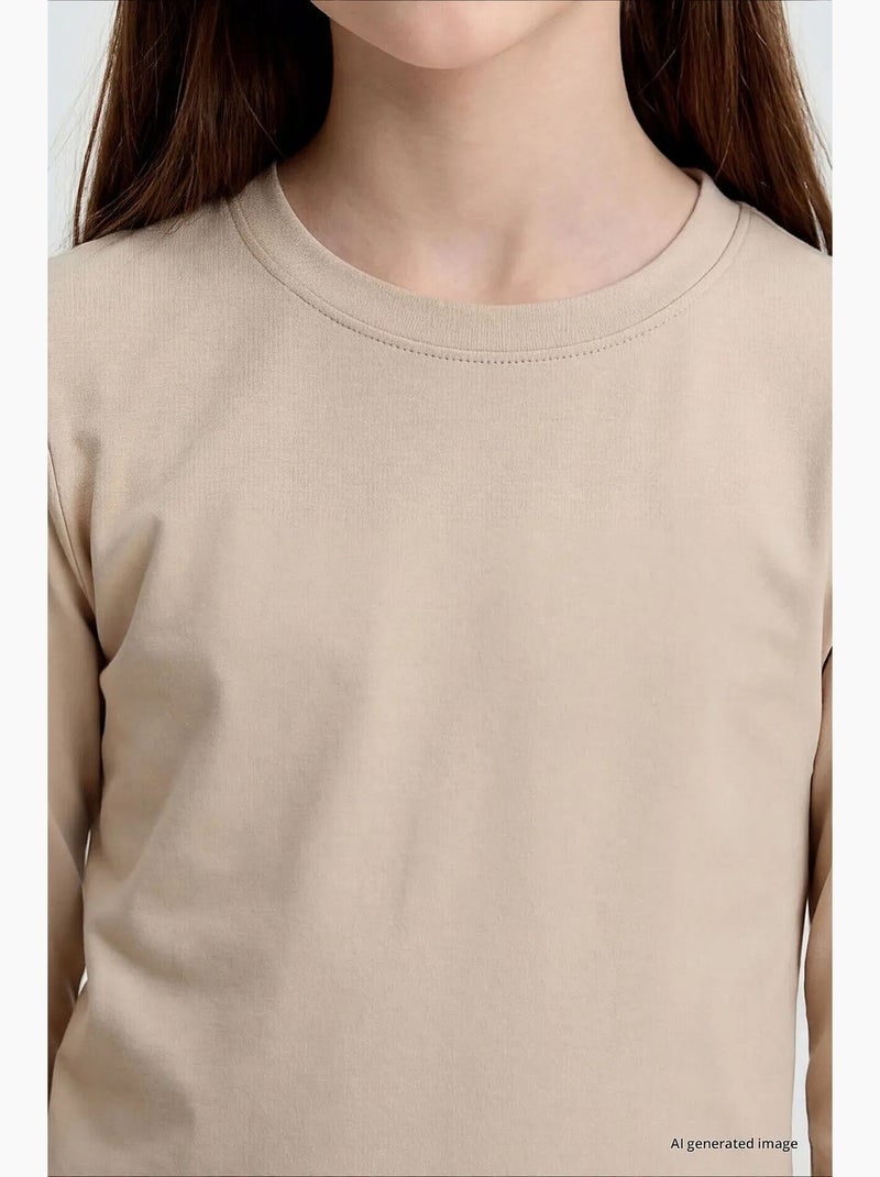 Camiseta de algodón y elastano tommy Beige arcilla - Kiabi