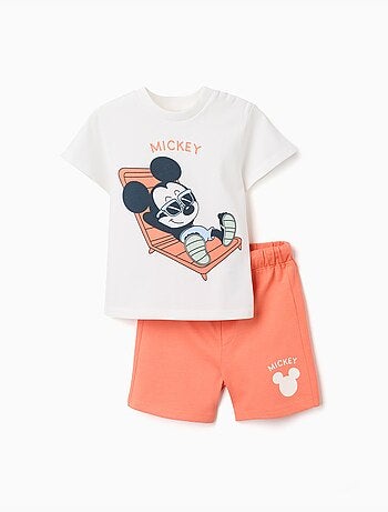 Camiseta de algodón y pantalón corto con estampado de Mickey