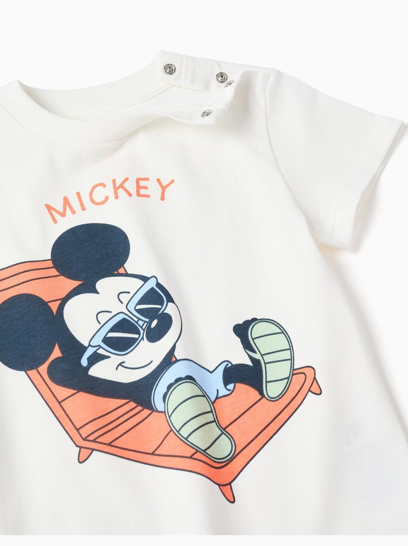 Camiseta de algodón y pantalón corto con estampado de Mickey Negro Naranja - Kiabi