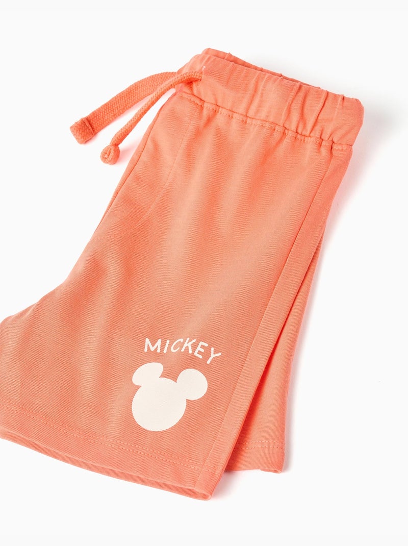 Camiseta de algodón y pantalón corto con estampado de Mickey Negro Naranja - Kiabi