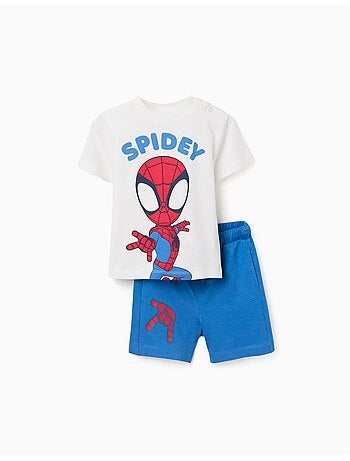 Camiseta de algodón y pantalón corto con estampado Spidey