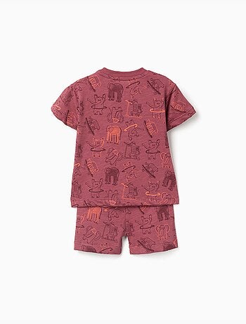 Camiseta de algodón y pantalón corto con motivo de animales