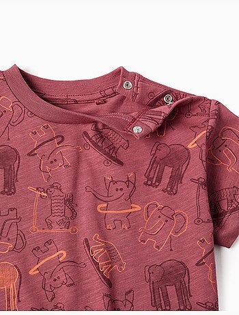 Camiseta de algodón y pantalón corto con motivo de animales
