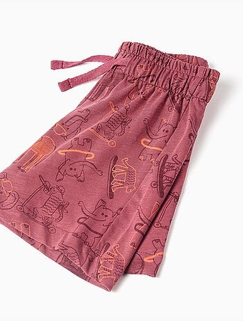 Camiseta de algodón y pantalón corto con motivo de animales