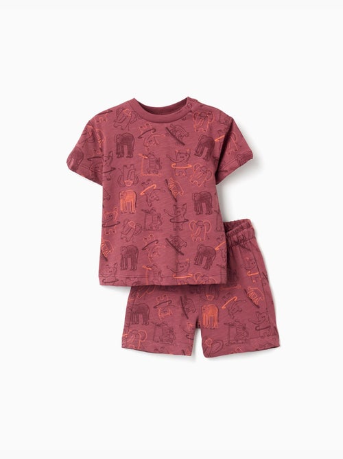 Camiseta de algodón y pantalón corto con motivo de animales - Kiabi