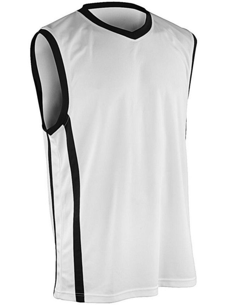 Camiseta de baloncesto de secado rápido sin mangas para hombre - spiro Blanco Negro - Kiabi