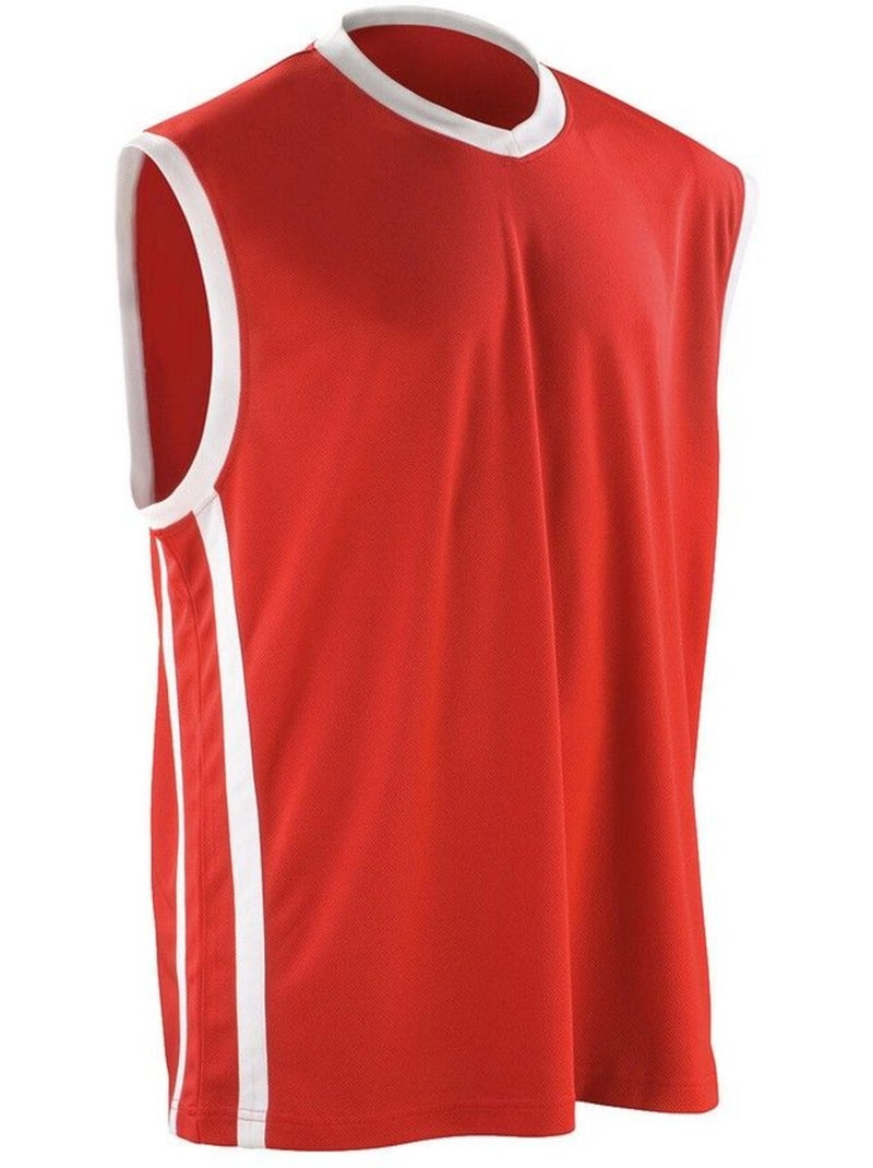 Camiseta de baloncesto de secado rápido sin mangas para hombre - spiro Blanco Rojo Blanco - Kiabi