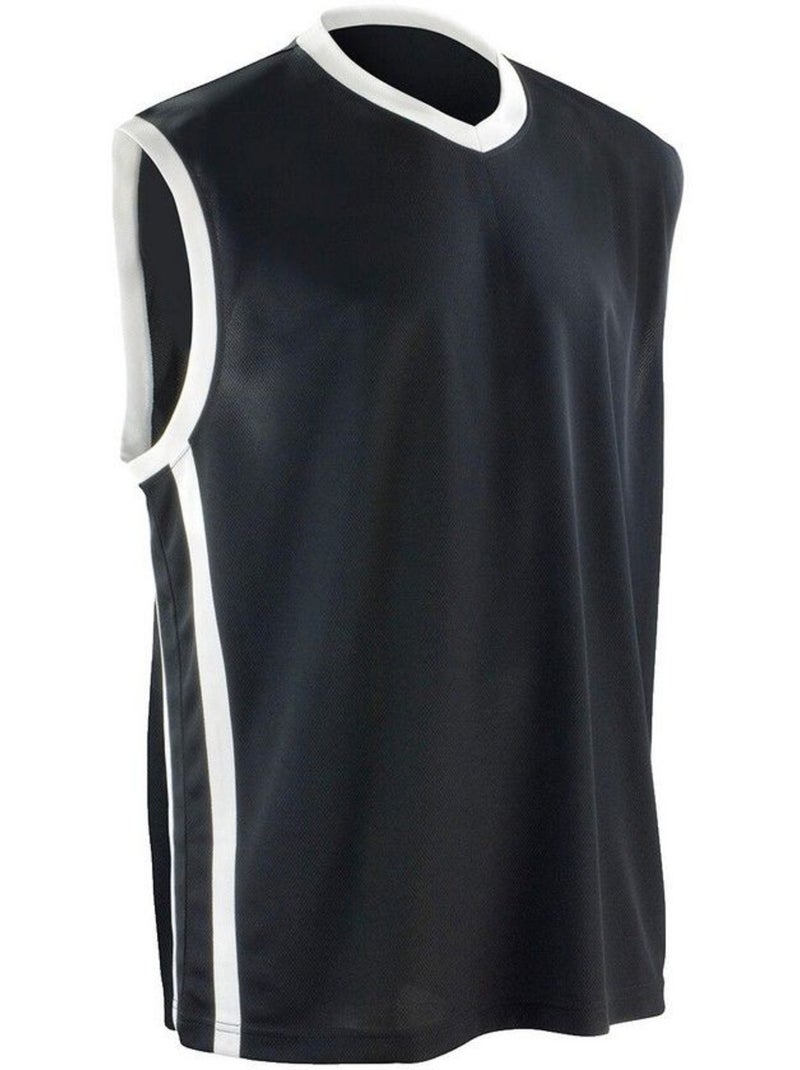 Camiseta de baloncesto de secado rápido sin mangas para hombre - spiro Negro Blanco - Kiabi