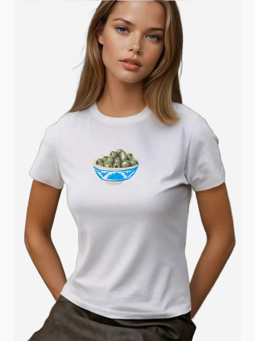 Camiseta de bebé estampada con cuello redondo y corte entallado hiccup - Kiabi Camiseta de bebé estampada con cuello redondo y corte entallado hiccup - Kiabi