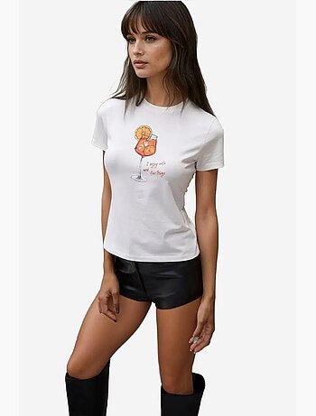 Camiseta de bebé estampada con cuello redondo y corte entallado hiccup