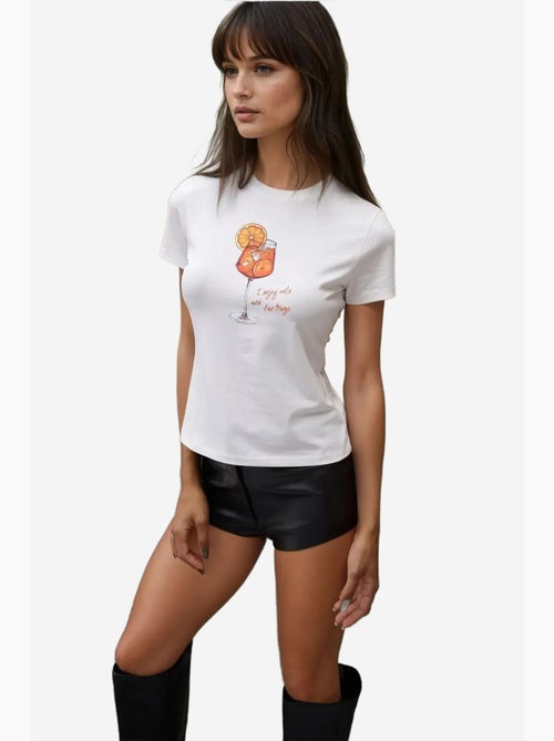 Camiseta de bebé estampada con cuello redondo y corte entallado hiccup - Kiabi