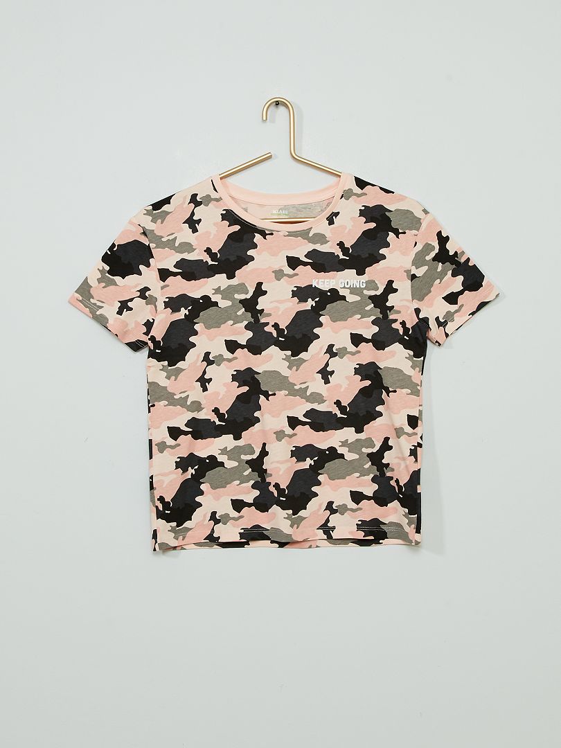 Camiseta de 'camuflaje' de algodón puro ROSA - Kiabi