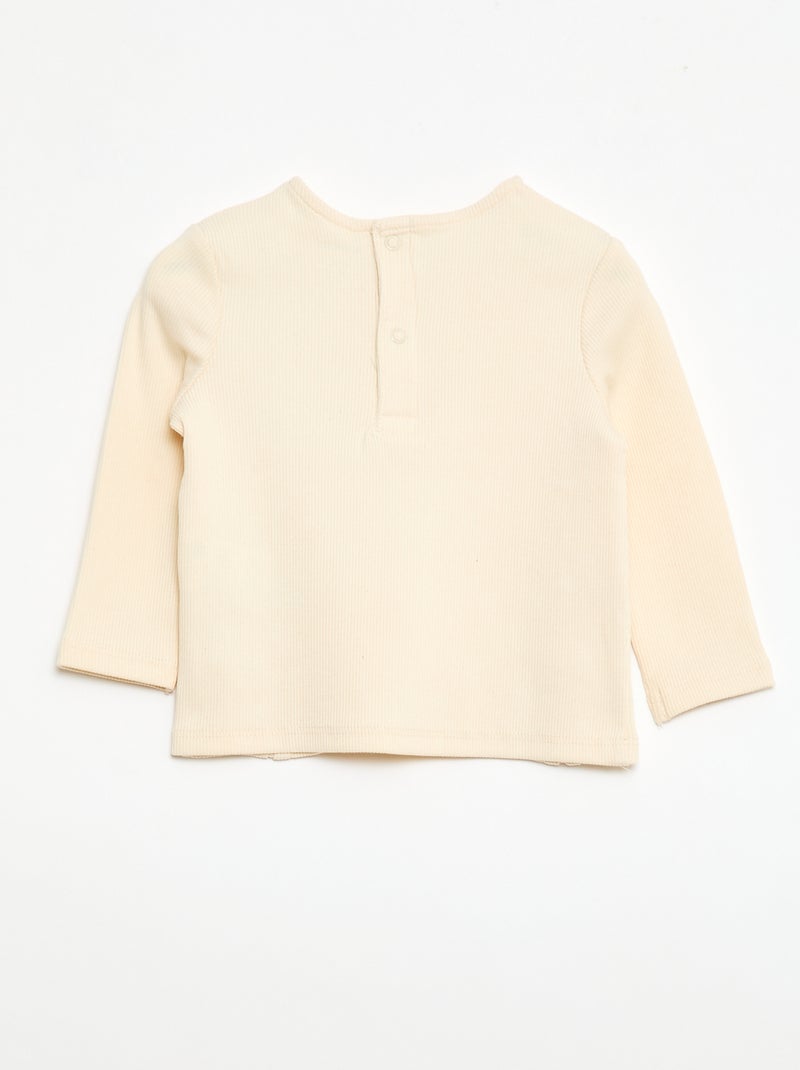 Camiseta de canalé a rayas Blanco - Kiabi