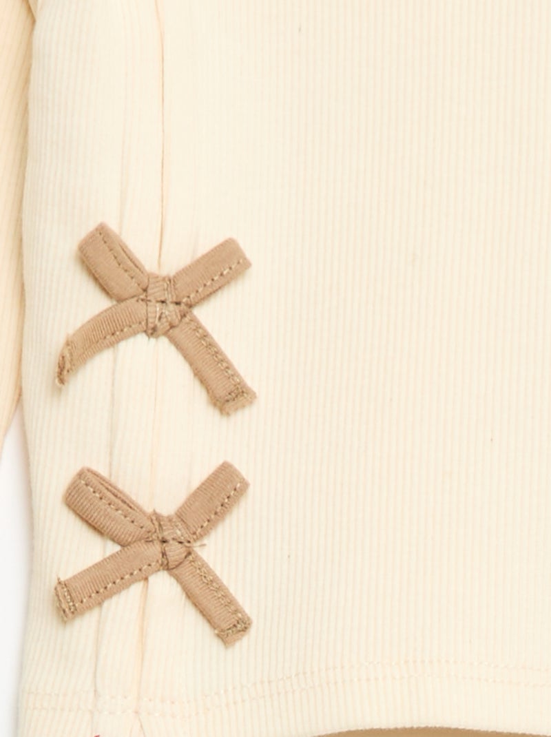Camiseta de canalé a rayas Blanco - Kiabi