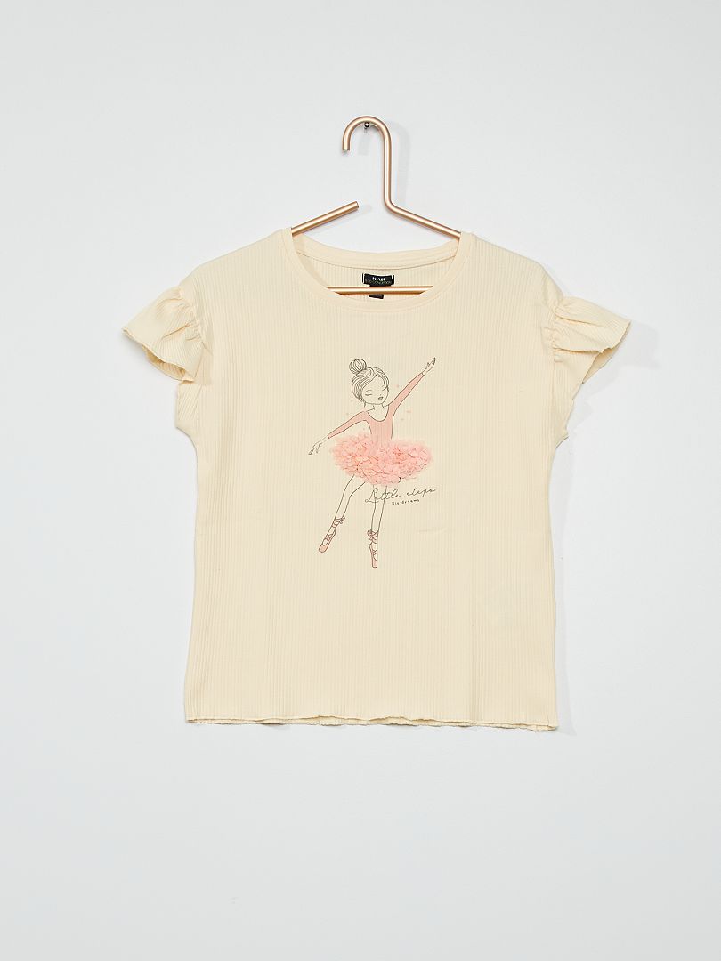 Camiseta de canalé 'bailarina' BLANCO - Kiabi