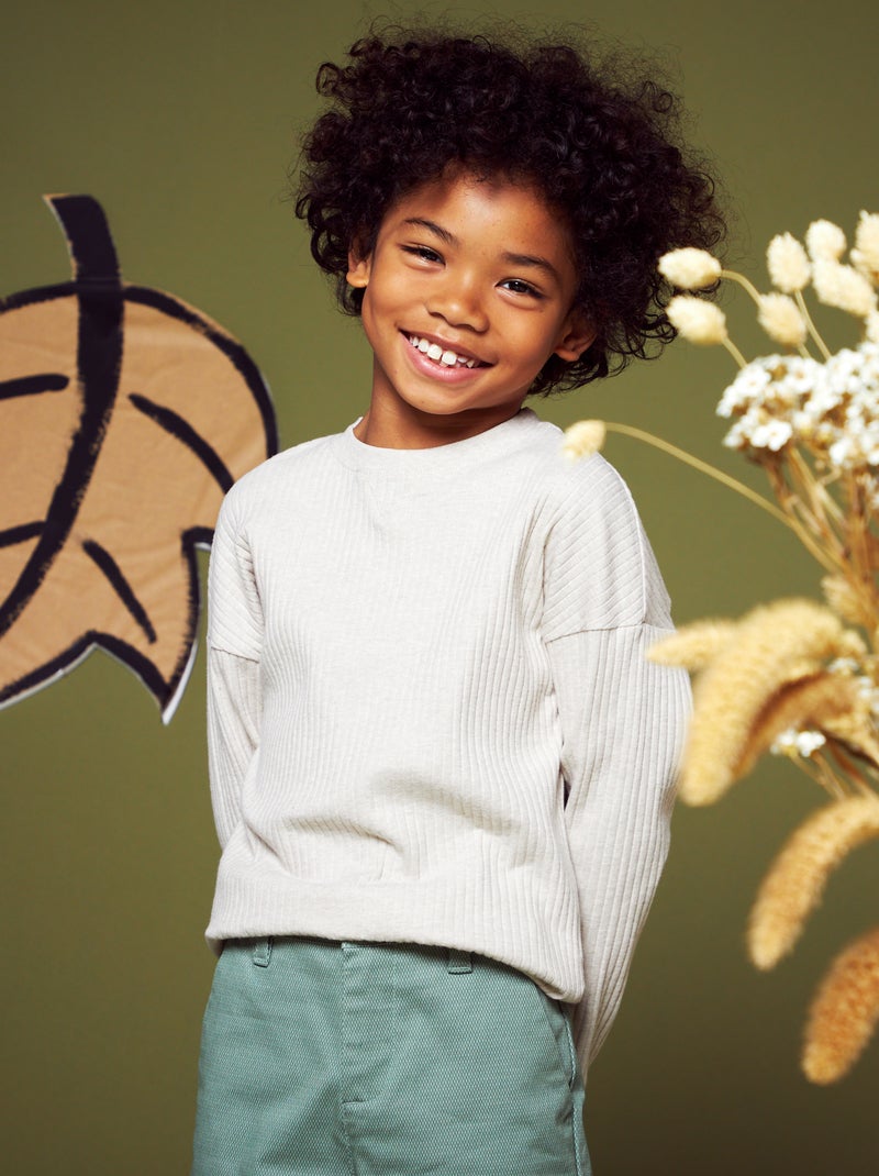 Camiseta de canalé BEIGE - Kiabi