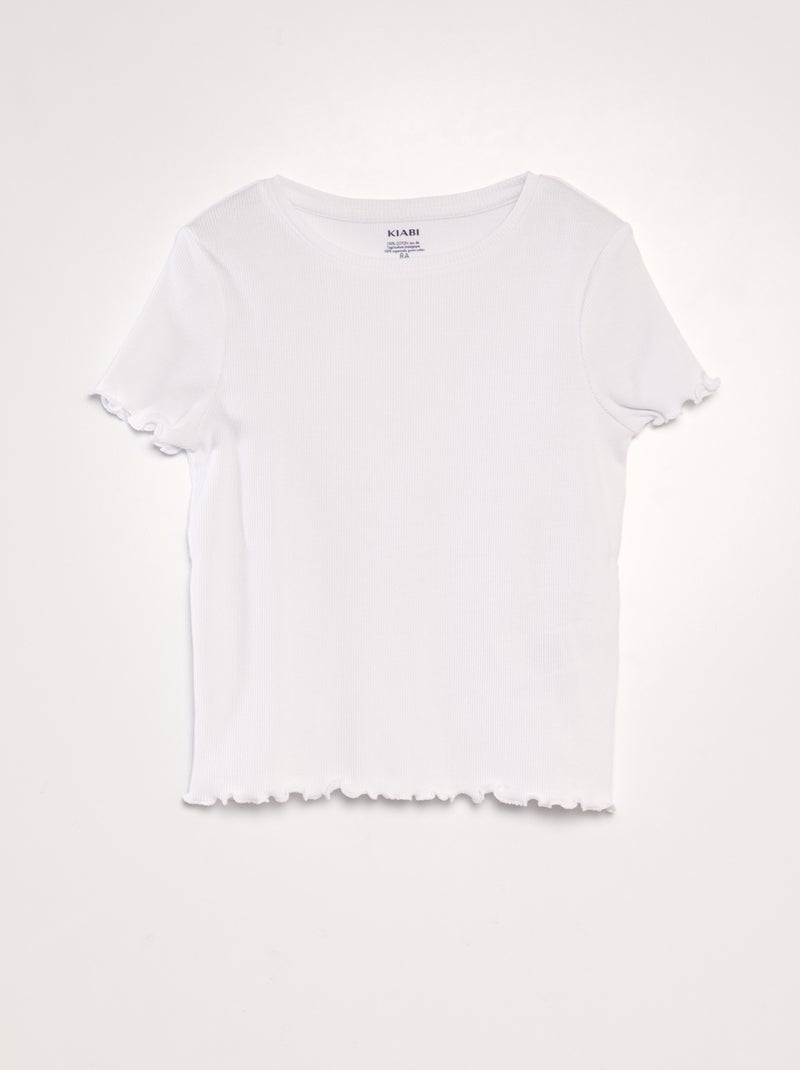 Camiseta de canalé blanco - Kiabi