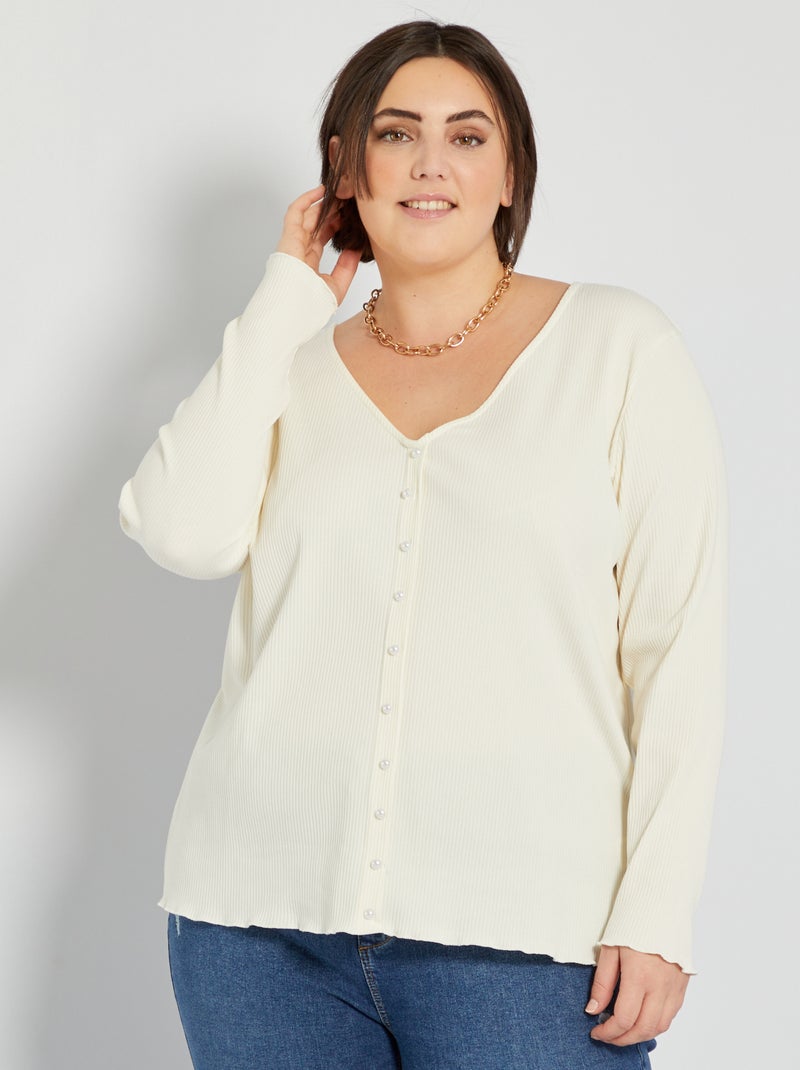 Camiseta de canalé BLANCO - Kiabi
