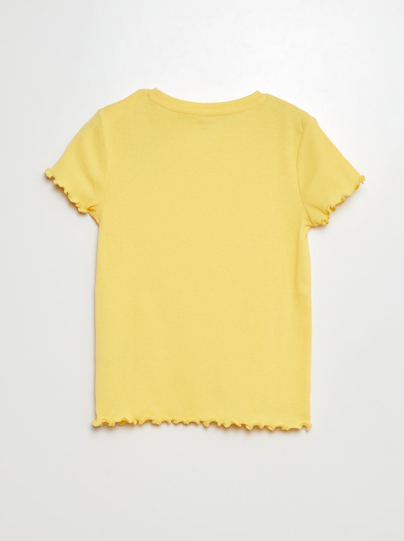 Camiseta de canalé con bordes ondulados amarillo - Kiabi