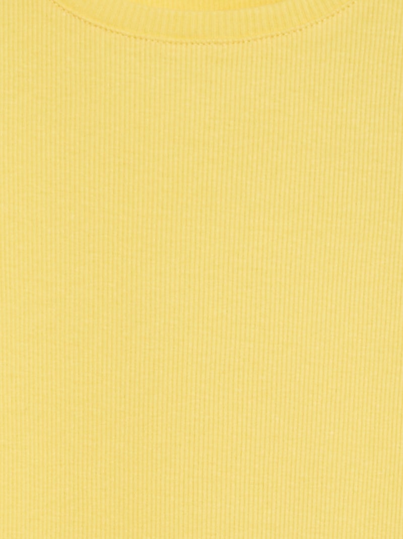 Camiseta de canalé con bordes ondulados amarillo - Kiabi
