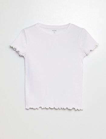 Camiseta de canalé con bordes ondulados