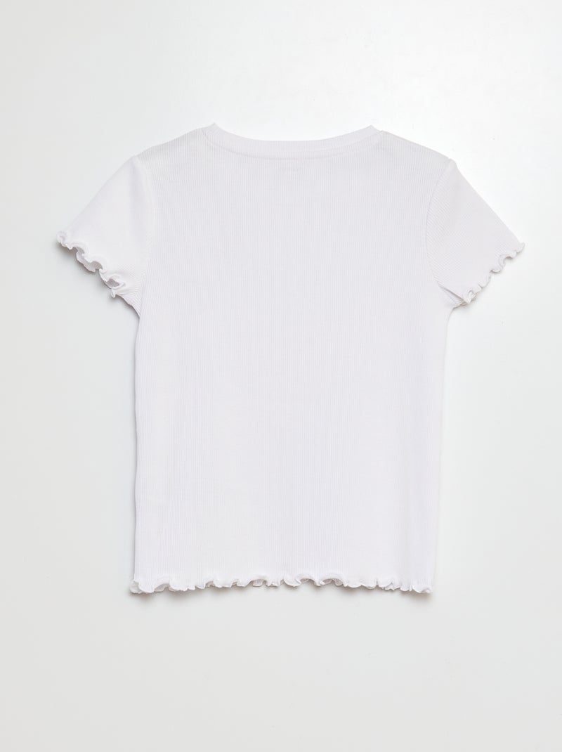 Camiseta de canalé con bordes ondulados blanco - Kiabi