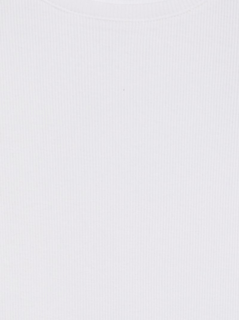 Camiseta de canalé con bordes ondulados blanco - Kiabi