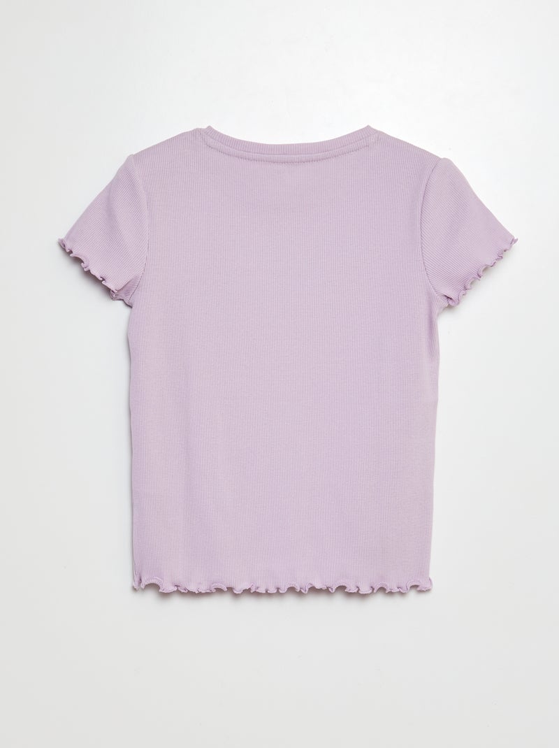 Camiseta de canalé con bordes ondulados PURPURA - Kiabi