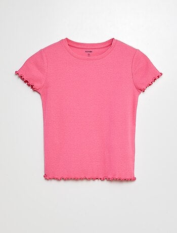 Camiseta de canalé con bordes ondulados
