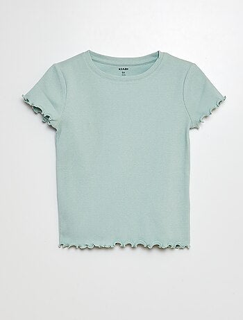 Camiseta de canalé con bordes ondulados