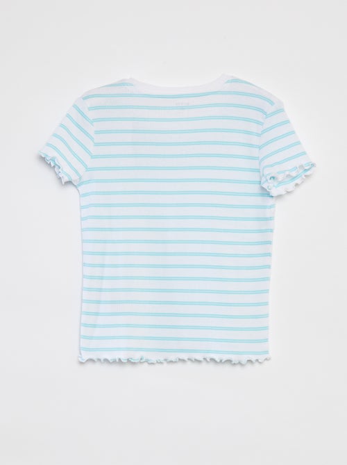 Camiseta de canalé con bordes ondulados y estampados - Kiabi