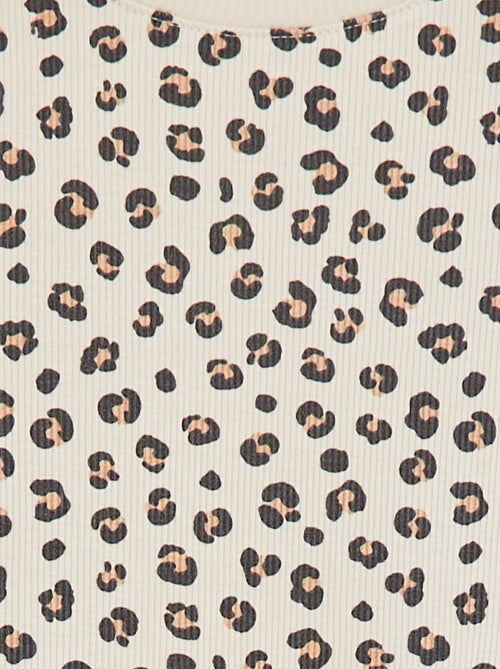 Camiseta de canalé con bordes ondulados y estampados - Kiabi