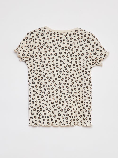 Camiseta de canalé con bordes ondulados y estampados - Kiabi