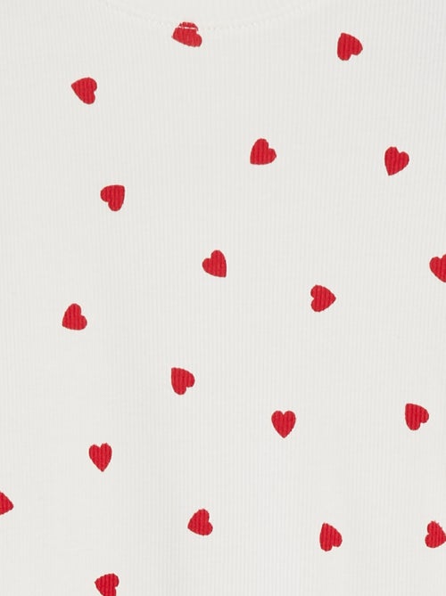 Camiseta de canalé con bordes ondulados y estampados - Kiabi